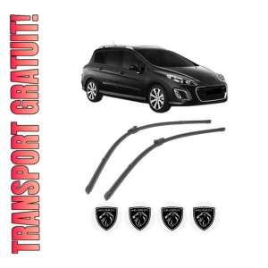 Set stergatoare PEUGEOT 308 SW I Estate Van (4E_) din 2008-2012, pentru parbriz auto, 2 bucati, Valeo Silencio Xtrm, din cauciuc siliconat rezistent, 4 Stickere Auto PEUGEOT