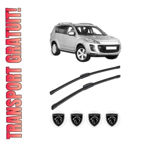 Set stergatoare PEUGEOT 4007 (VU_, VV_) din 2007, pentru parbriz auto, 2 bucati, Bosch Aerotwin Retrofit, din cauciuc siliconat rezistent, 4 Stickere Auto PEUGEOT