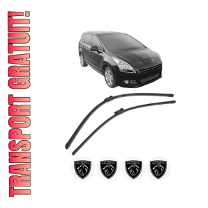 Set stergatoare PEUGEOT 5008 I Van (0U_) din 2009-2017, pentru parbriz auto, 2 bucati, Bosch Aerotwin, din cauciuc siliconat rezistent, 4 Stickere Auto PEUGEOT