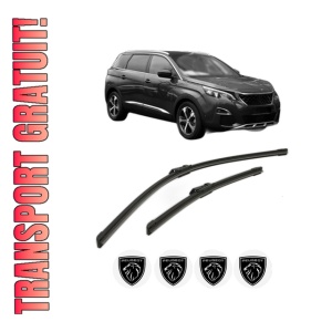 Set stergatoare PEUGEOT 5008 II Van (MC_, MJ_) din 2018, pentru parbriz auto, 2 bucati, Bosch Aerotwin, din cauciuc siliconat rezistent, 4 Stickere Auto PEUGEOT