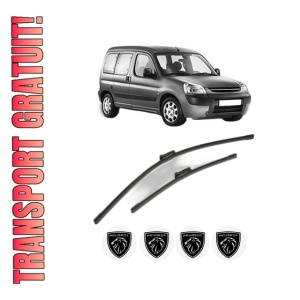 Set stergatoare PEUGEOT PARTNER TEPEE din 2008-2018, pentru parbriz auto, 2 bucati, Bosch Aerotwin, din cauciuc siliconat rezistent, 4 Stickere Auto PEUGEOT