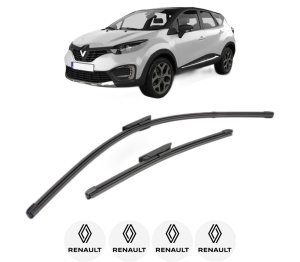 Set stergatoare RENAULT CAPTUR I (J5_, H5_) din 2013-2018, pentru parbriz auto, 2 bucati, Valeo Silencio Xtrm, din cauciuc siliconat rezistent, 4 Stickere Auto RENAULT v37482