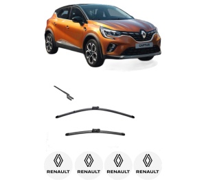 Set stergatoare RENAULT CAPTUR II (HF_) din 2020-2022, pentru parbriz auto, 2 bucati, Valeo Silencio, din cauciuc siliconat rezistent, 4 Stickere Auto RENAULT v33942