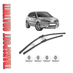 Set stergatoare RENAULT KOLEOS I (HY_) din 2008-2013, pentru parbriz auto, 2 bucati, Valeo Silencio Xtrm, din cauciuc siliconat rezistent, 4 Stickere Auto RENAULT