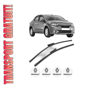 Set stergatoare RENAULT LOGAN/STEPWAY II (L8_) din 2013-2016, pentru parbriz auto, 2 bucati, Valeo Silencio Xtrm, din cauciuc siliconat rezistent, 4 Stickere Auto RENAULT