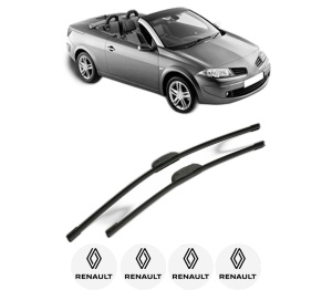 Set stergatoare RENAULT MEGANE II Coupé-Cabriolet (EM0/1_) din 2003-2009, pentru parbriz auto, 2 bucati, Bosch Aerotwin Retrofit, din cauciuc siliconat rezistent, 4 Stickere Auto RENAULT v45317
