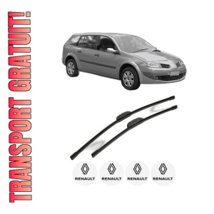 Set stergatoare RENAULT MEGANE II Estate Van (KM_) din 2003-2009, pentru parbriz auto, 2 bucati, Bosch Aerotwin Retrofit, din cauciuc siliconat rezistent, 4 Stickere Auto RENAULT
