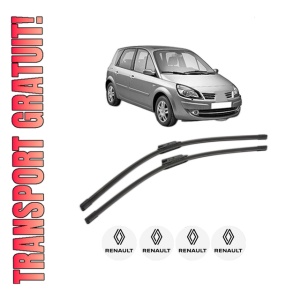 Set stergatoare RENAULT SCENIC III (JZ0/1_) din 2008-2016, pentru parbriz auto, 2 bucati, Bosch Aerotwin, din cauciuc siliconat rezistent, 4 Stickere Auto RENAULT