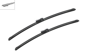 Set stergatoare SAAB 9-3 Convertible (YS3F) din 2003-2015, pentru parbriz auto, 2 bucati, Bosch Aerotwin, din cauciuc siliconat rezistent, 4 Stickere Auto SAAB v54888