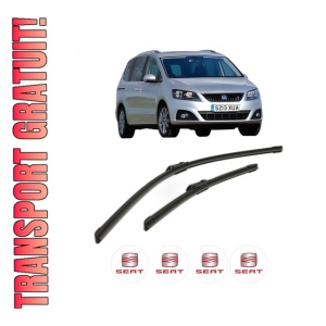 Set stergatoare SEAT ALHAMBRA VAN (711) din 2014-2022, pentru parbriz auto, 2 bucati, Bosch Aerotwin, din cauciuc siliconat rezistent, 4 Stickere Auto SEAT