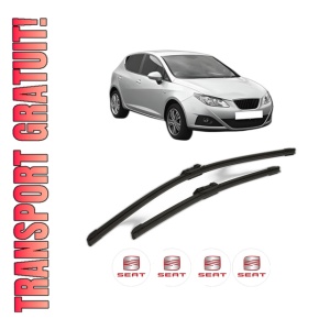 Set stergatoare SEAT IBIZA IV (6J5, 6P1) din 2008-2017, pentru parbriz auto, 2 bucati, Bosch Aerotwin, din cauciuc siliconat rezistent, 4 Stickere Auto SEAT