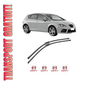 Set stergatoare SEAT LEON (1P1) din 2005-2013, pentru parbriz auto, 2 bucati, Valeo Silencio Xtrm, din cauciuc siliconat rezistent, 4 Stickere Auto SEAT