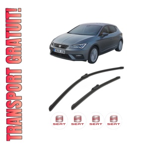 Set stergatoare SEAT LEON Hatchback Van (5F1) din 2017-2018, pentru parbriz auto, 2 bucati, Bosch Aerotwin, din cauciuc siliconat rezistent, 4 Stickere Auto SEAT