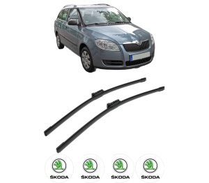 Set stergatoare SKODA FABIA II Combi (545) din 2007-2014, pentru parbriz auto, 2 bucati, Bosch Aerotwin, din cauciuc siliconat rezistent, 4 Stickere Auto SKODA v51757