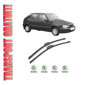 Set stergatoare SKODA FELICIA II (6U1) din 1998-2001, pentru parbriz auto, 2 bucati, Bosch Aerotwin Retrofit, din cauciuc siliconat rezistent, 4 Stickere Auto SKODA