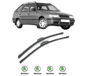 Set stergatoare SKODA FELICIA II Estate (6U5) din 1996-2001, pentru parbriz auto, 2 bucati, Bosch Aerotwin Retrofit, din cauciuc siliconat rezistent, 4 Stickere Auto SKODA v51217