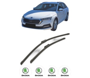 Set stergatoare SKODA OCTAVIA IV Combi (NX5, PV5) din 2019-2025, pentru parbriz auto, 2 bucati, Bosch Aerotwin, din cauciuc siliconat rezistent, 4 Stickere Auto SKODA v52177