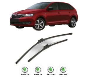 Set stergatoare SKODA RAPID Spaceback (NH1) din 2012-2019, pentru parbriz auto, 2 bucati, Bosch Aerotwin, din cauciuc siliconat rezistent, 4 Stickere Auto SKODA v54057