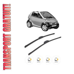 Set stergatoare SMART FORTWO Cabrio (450) din 2004, pentru parbriz auto, 2 bucati, Bosch Aerotwin Retrofit, din cauciuc siliconat rezistent, 4 Stickere Auto SMART