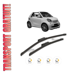 Set stergatoare SMART FORTWO Convertible (453) din 2015-2017, pentru parbriz auto, 2 bucati, Bosch Aerotwin, din cauciuc siliconat rezistent, 4 Stickere Auto SMART