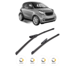 Set stergatoare SMART FORTWO Coupe (453) din 2014-2017, pentru parbriz auto, 2 bucati, Valeo Silencio, din cauciuc siliconat rezistent, 4 Stickere Auto SMART v37002