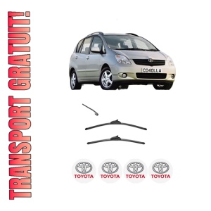 Set stergatoare TOYOTA COROLLA Verso (_E12_) din 2001-2004, pentru parbriz auto, 2 bucati, Valeo Silencio, din cauciuc siliconat rezistent, 4 Stickere Auto TOYOTA