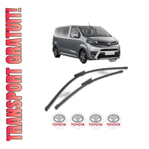 Set stergatoare TOYOTA PROACE VERSO Bus (MPY_) din 2016-2024, pentru parbriz auto, 2 bucati, Valeo Silencio Xtrm, din cauciuc siliconat rezistent, 4 Stickere Auto TOYOTA
