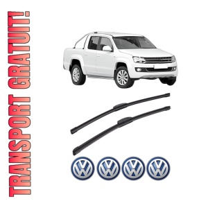 Set stergatoare Volkswagen AMAROK (2HA, 2HB, S1B, S6B, S7A, S7B, AGD) din 2010-2022, pentru parbriz auto, 2 bucati, Bosch Aerotwin Retrofit, din cauciuc siliconat rezistent, 4 Stickere Auto Volkswagen