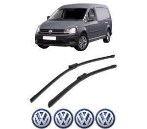 Set stergatoare Volkswagen CADDY IV MPV (SAB, SAJ) din 2015-2020, pentru parbriz auto, 2 bucati, Bosch Aerotwin, din cauciuc siliconat rezistent, 4 Stickere Auto Volkswagen v49527