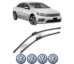 Set stergatoare Volkswagen CC B7 (358) din 2011-2016, pentru parbriz auto, 2 bucati, Bosch Aerotwin, din cauciuc siliconat rezistent, 4 Stickere Auto Volkswagen v53097