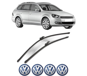 Set stergatoare Volkswagen GOLF VI Variant (AJ5) din 2009-2013, pentru parbriz auto, 2 bucati, Valeo Silencio Xtrm, din cauciuc siliconat rezistent, 4 Stickere Auto Volkswagen v39342