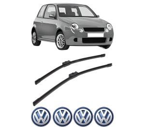 Set stergatoare Volkswagen LUPO I (6X1, 6E1) din 1998-2005, pentru parbriz auto, 2 bucati, Bosch Aerotwin, din cauciuc siliconat rezistent, 4 Stickere Auto Volkswagen v43797