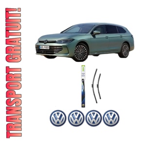Set stergatoare Volkswagen PASSAT B9 Variant (CJ5) din 2023-2024, pentru parbriz auto, 2 bucati, Valeo Silencio, din cauciuc siliconat rezistent, 4 Stickere Auto Volkswagen