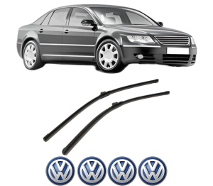 Set stergatoare Volkswagen PHAETON (3D1, 3D2, 3D3, 3D4, 3D6, 3D7, 3D8, 3D9) din 2002-2013, pentru parbriz auto, 2 bucati, Bosch Aerotwin, din cauciuc siliconat rezistent, 4 Stickere Auto Volkswagen v53397