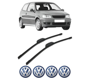 Set stergatoare Volkswagen POLO (6N2) din 1999-2000, pentru parbriz auto, 2 bucati, Bosch Aerotwin Retrofit, din cauciuc siliconat rezistent, 4 Stickere Auto Volkswagen v48622