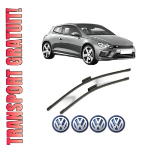Set stergatoare Volkswagen SCIROCCO III (137, 138) din 2008-2017, pentru parbriz auto, 2 bucati, Bosch Aerotwin Multi, din cauciuc siliconat rezistent, 4 Stickere Auto Volkswagen