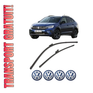 Set stergatoare Volkswagen TAIGO (CS1) din 2021-2024, pentru parbriz auto, 2 bucati, Valeo Silencio Xtrm, din cauciuc siliconat rezistent, 4 Stickere Auto Volkswagen