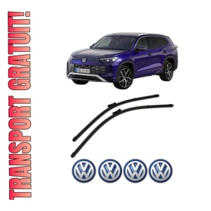 Set stergatoare Volkswagen TAYRON (R41) din 2024, pentru parbriz auto, 2 bucati, Valeo Silencio Xtrm, din cauciuc siliconat rezistent, 4 Stickere Auto Volkswagen