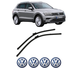 Set stergatoare Volkswagen TIGUAN SUV Van (AD1) din 2016-2020, pentru parbriz auto, 2 bucati, Valeo Silencio Xtrm, din cauciuc siliconat rezistent, 4 Stickere Auto Volkswagen v35322