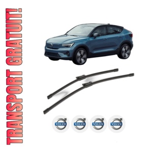 Set stergatoare VOLVO C40 (539) din 2021-2022, pentru parbriz auto, 2 bucati, Bosch Aerotwin, din cauciuc siliconat rezistent, 4 Stickere Auto VOLVO