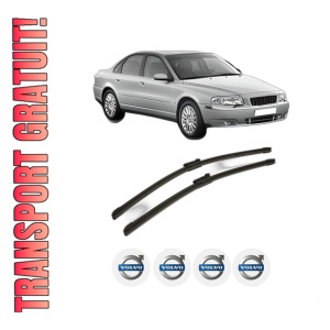 Set stergatoare VOLVO S80 I (184) din 1998-2006, pentru parbriz auto, 2 bucati, Bosch Aerotwin, din cauciuc siliconat rezistent, 4 Stickere Auto VOLVO