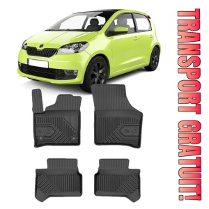 Skoda Citigo-E IV Din 09.2019 - Prezent, Hatchback , Set Covorase Auto Tip Tavita Premium 3D, din cauciuc
