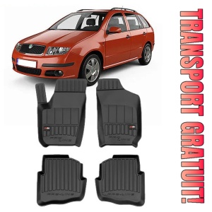 Skoda Fabia I, Combi, Din 2000 - 2007 , Set Covorase Auto Tip Tavita Premium 3D, din cauciuc