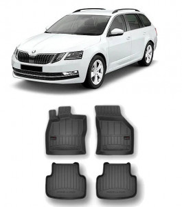Skoda Octavia III, Combi, Din 05.2013 - 05.2020 , Set Covorase Auto Tip Tavita Premium 3D, din cauciuc accesorii pentru autoturismul tau - masina v172041