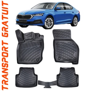 Skoda Octavia IV 2020- Set 4 covorase auto din cauciuc tip tavita premium line 3D accesorii pentru autoturismul tau - masina v243449