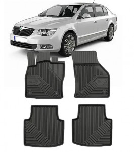 Skoda Superb III Din 05.2015 - Prezent, Sedan , Set Covorase Auto Tip Tavita Premium 3D, din cauciuc accesorii pentru autoturismul tau - masina v165051