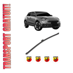 Stergator lamela spate ABARTH 600e din 2023, pentru luneta auto, Valeo Silencio Xtrm, din cauciuc siliconat rezistent, 4 Stickere Auto ABARTH