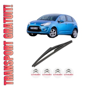 Stergator lamela spate CITROEN C3 II Hatchback Van (SC_) din 2010 - 2016, pentru luneta auto, Valeo Silencio, din cauciuc siliconat rezistent, 4 Stickere Auto CITROEN