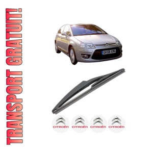 Stergator lamela spate CITROEN C4 II (NC_) din 2009 - 2018, pentru luneta auto, Valeo Silencio, din cauciuc siliconat rezistent, 4 Stickere Auto CITROEN