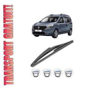 Stergator lamela spate DACIA DOKKER Box Body/MPV din 2012 - 2021, pentru luneta auto, Valeo Silencio, din cauciuc siliconat rezistent, 4 Stickere Auto DACIA